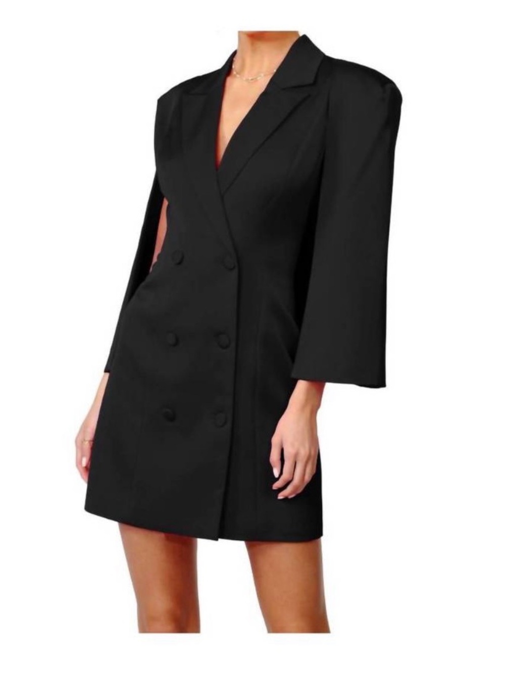 Adelyn Rae Thalia Cape Blazer Mini Dress Black Double Breasted Notch Collar Sz L